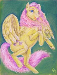 Size: 2506x3341 | Tagged: safe, artist:queensmate, fluttershy, g4, female, high res, hoers, solo, traditional art