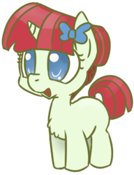 Size: 321x419 | Tagged: safe, artist:lockhe4rt, rainberry, pony, unicorn, g4, background pony, bow, chest fluff, female, filly, hair bow, simple background, solo, transparent background