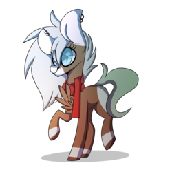 Size: 2048x2048 | Tagged: safe, artist:umiimou, oc, oc only, earth pony, pony, chest fluff, clothes, high res, scarf, simple background, solo, transparent background