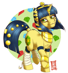 Size: 1024x1109 | Tagged: dead source, safe, artist:lunarahartistry, oc, oc only, oc:biankha, pony, animal crossing, ankha, egyptian, ponified, solo