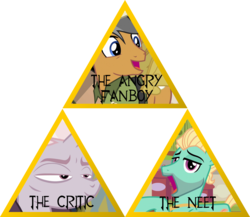 Size: 2000x1736 | Tagged: safe, quibble pants, zephyr breeze, zesty gourmand, flutter brutter, g4, spice up your life, stranger than fan fiction, neet, the legend of zelda, triangle, triforce, trinity, trio