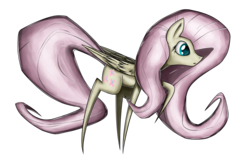 Size: 3026x1970 | Tagged: safe, artist:flamevulture17, fluttershy, g4, :o, female, folded wings, looking at something, open mouth, pointy ponies, profile, raised hoof, shy, simple background, solo, transparent background