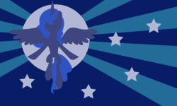 Size: 2000x1200 | Tagged: safe, artist:recordmelodie, princess luna, pony, g4, blue, female, flag, new lunar underground, solo, underground