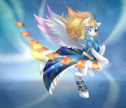 Size: 1400x1200 | Tagged: safe, artist:qiluo soul, oc, oc only, pegasus, pony, clothes, dress, pixiv, solo
