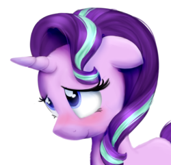 Size: 1729x1665 | Tagged: safe, artist:pucksterv, starlight glimmer, pony, unicorn, g4, blushing, cute, female, floppy ears, glimmerbetes, mare, simple background, solo, transparent background