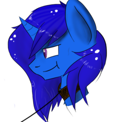 Size: 699x681 | Tagged: safe, artist:fajnyziomal, oc, oc only, oc:delly, pony, unicorn, bdsm, bedroom eyes, collar, cute, female, leash, mare, pet play, simple background, smiling, solo, white background