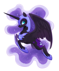 Size: 2050x2450 | Tagged: safe, artist:kodabomb, nightmare moon, g4, eyeshadow, female, flying, helmet, high res, looking at you, makeup, simple background, slit pupils, solo, transparent background