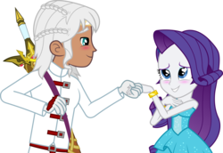Size: 5947x4081 | Tagged: safe, artist:imperfectxiii, rarity, oc, oc:prince soren andros, equestria girls, g4, absurd resolution, blushing, bracelet, canon x oc, clothes, commission, dress, duo, equestria girls-ified, fall formal outfits, gloves, heart eyes, holding hands, jewelry, looking at each other, point commission, shipping, simple background, sleeveless, smiling, sword, transparent background, vector, weapon, wingding eyes
