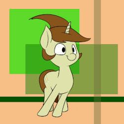 Size: 850x850 | Tagged: safe, artist:anontheanon, oc, oc only, oc:fancy fletch, pony, unicorn, animated, colored, dancing, frame by frame, gif, ponytail, solo, wide eyes