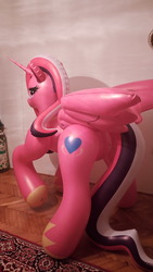 Size: 3168x5632 | Tagged: safe, artist:arniemkii, princess cadance, inflatable pony, g4, absurd resolution, bootleg, butt, carpet, hongyi, indoors, inflatable, inflatable alicorn, irl, opaque inflatable, parquet, photo, plot, solo, standing