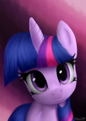 Size: 2480x3507 | Tagged: safe, artist:kitsunartbr, twilight sparkle, g4, female, gradient background, high res, looking at you, smiling, solo