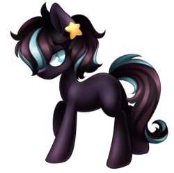 Size: 2116x2099 | Tagged: safe, artist:scarlet-spectrum, oc, oc only, oc:lunar arrow, earth pony, pony, blank flank, commission, ear piercing, earring, female, high res, jewelry, mare, piercing, raised hoof, simple background, solo, transparent background
