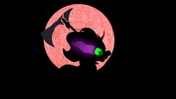 Size: 1192x670 | Tagged: safe, artist:dj-chopin, artist:frikay29, king sombra, g4, 3d, black background, blood moon, darkness, green eyes, moon, scythe, silhouette, simple background, source filmmaker