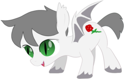 Size: 731x467 | Tagged: safe, artist:totallynotabronyfim, oc, oc only, oc:cherie, bat pony, pony, female, filly, smiling, solo, unshorn fetlocks