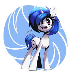 Size: 1024x957 | Tagged: safe, artist:sourspot, dj pon-3, vinyl scratch, pony, unicorn, g4, female, looking at you, missing accessory, open mouth, simple background, solo