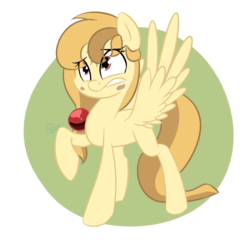 Size: 1000x1000 | Tagged: safe, artist:chibadeer, oc, oc only, oc:alice goldenfeather, pegasus, pony, female, mare, raised hoof, scared, solo