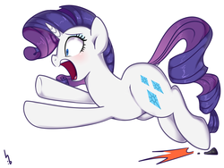 Size: 1400x1050 | Tagged: safe, artist:haden-2375, rarity, pony, unicorn, g4, female, mare, open mouth, rock, shrunken pupils, simple background, solo, tripping, white background