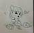 Size: 1058x1043 | Tagged: safe, artist:tjpones, applejack, earth pony, pony, g4, apple cider, black and white, chest fluff, drunk, drunk aj, drunk bubbles, ear fluff, female, glass, grayscale, hard cider, lineart, missing accessory, missing hat, monochrome, shot glass, solo, traditional art