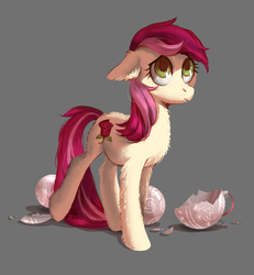Size: 1697x1837 | Tagged: safe, artist:lis-alis, roseluck, earth pony, pony, g4, chest fluff, christmas ornament, commissioner:doom9454, cute, decoration, ear fluff, female, floppy ears, fluffy, little crackly pieces, mare, rosabetes, solo