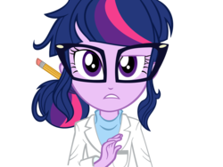 Size: 1280x960 | Tagged: safe, artist:rebron-y, sci-twi, twilight sparkle, equestria girls, g4, my little pony equestria girls: rainbow rocks, clothes, female, glasses, lab coat, pencil, simple background, solo, transparent background, vector