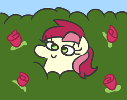 Size: 512x404 | Tagged: safe, artist:jargon scott, roseluck, earth pony, pony, g4, female, flower, mare, pun, rose, solo