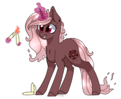 Size: 2673x2181 | Tagged: safe, artist:ohhoneybee, oc, oc only, oc:crona, candle, high res, magic, pentagram, solo