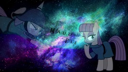 Size: 1920x1080 | Tagged: safe, artist:dovahbruh, boulder (g4), maud pie, earth pony, pony, g4, clothes, double, female, helmet, kaiser maud, mare, nebula, solo, space, vector, wallpaper