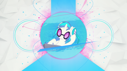Size: 1920x1080 | Tagged: safe, artist:cloudy glow, artist:divideddemensions, artist:foxy-noxy, dj pon-3, vinyl scratch, pony, unicorn, g4, female, glasses, headphones, mare, ponyville, simple, solo, sunglasses, turntable, vector, wallpaper