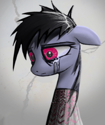 Size: 844x998 | Tagged: safe, artist:fenixdust, oc, oc only, pony, bust, crying, female, mare, portrait, sad, scared, solo, traumatized