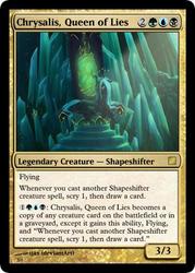Size: 375x523 | Tagged: safe, artist:1jaz, edit, editor:mordekaiserhuehuehue, queen chrysalis, changeling, changeling queen, g4, card, crystal heart, female, magic the gathering, solo, throne, trading card, trading card edit