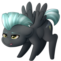 Size: 2000x2000 | Tagged: safe, artist:spirit-dude, thunderlane, pegasus, pony, g4, chibi, cute, floppy ears, high res, lidded eyes, male, simple background, smiling, solo, stallion, thunderbetes, tongue out, transparent background