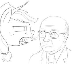 Size: 900x800 | Tagged: safe, artist:unsavorydom, applejack, human, g4, clothes, dick cheney, glasses, grayscale, hat, monochrome, necktie, suit, y'all