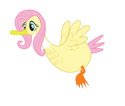 Size: 1701x1433 | Tagged: safe, fluttershy, bird, duck, g4, birdified, female, flutterduck, flying, op, simple background, solo, species swap, white background