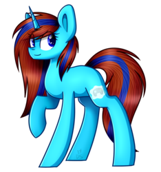 Size: 1349x1440 | Tagged: safe, artist:despotshy, oc, oc only, oc:blue bolt, pony, unicorn, colored pupils, female, mare, raised hoof, simple background, solo, transparent background