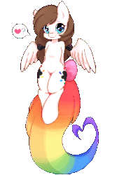 Size: 300x450 | Tagged: safe, artist:mrsremi, oc, oc only, oc:color splash, pegasus, pony, animated, gif, heart, pixel art, question mark, rainbow tail, simple background, solo, transparent background