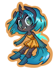 Size: 458x600 | Tagged: safe, artist:dinkelion, oc, oc only, changeling, anthro, changeling oc, chibi, simple background, solo, transparent background