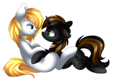 Size: 2705x1849 | Tagged: safe, artist:scarlet-spectrum, oc, oc only, oc:cadent light, oc:catrina mewale, earth pony, pony, unicorn, commission, female, male, mare, simple background, stallion, transparent background