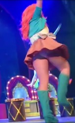 Size: 388x640 | Tagged: safe, pinkie pie, human, equestria girls, g4, boots, boyshorts, clothes, cosplay, costume, eqg el show en vivo, irl, irl human, low quality, panty shot, photo, skirt, skirt lift, solo, upskirt, white underwear