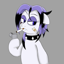Size: 2000x2000 | Tagged: safe, artist:gusty glade, oc, oc only, oc:freebase, pony, bipedal, cigarette, collar, ear piercing, edgy, high res, lighter, piercing, smoking, solo