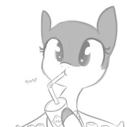 Size: 1280x1280 | Tagged: safe, artist:tjpones, oc, oc only, original species, plane pony, pony, drink, drinking, drinking straw, grayscale, hoof hold, monochrome, plane, simple background, sipping, solo, straw, white background