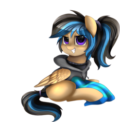 Size: 2550x2582 | Tagged: safe, artist:pridark, oc, oc only, oc:daisy, pegasus, pony, clothes, commission, high res, looking at you, simple background, smiling, socks, solo, striped socks, transparent background