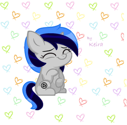 Size: 974x956 | Tagged: safe, artist:keira johnson, oc, oc only, oc:cappie, chibi, eyes closed, smiling, solo
