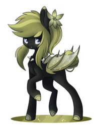 Size: 500x669 | Tagged: safe, artist:cutieanimals, oc, oc only, bat pony, pony, flower, solo