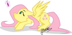 Size: 1024x506 | Tagged: safe, artist:angelpony99, fluttershy, butterfly, g4, cute, simple background, transparent background, vector
