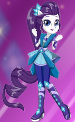 Size: 340x549 | Tagged: safe, artist:glittertiara, rarity, equestria girls, g4, my little pony equestria girls: legend of everfree, boots, box art, clothes, crystal guardian, female, fist, high heel boots, open mouth, ponied up, shoes, solo, starsue, super ponied up