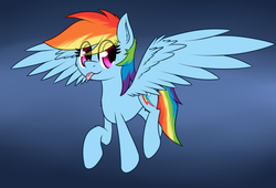 Size: 1544x1050 | Tagged: safe, artist:zogzor, rainbow dash, g4, female, flying, gradient background, solo, tongue out