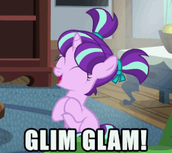 Size: 528x472 | Tagged: safe, edit, edited screencap, screencap, starlight glimmer, pony, unicorn, g4, the cutie re-mark, animated, clapping, cropped, cute, eyes closed, female, filly, filly starlight glimmer, gif, glim glam, glimmerbetes, happy, hnnng, loop, open mouth, pigtails, sitting, solo