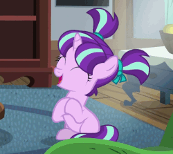 Size: 528x472 | Tagged: safe, screencap, starlight glimmer, pony, unicorn, the cutie re-mark, animated, clapping, cropped, cute, daaaaaaaaaaaw, eyes closed, female, filly, filly starlight glimmer, gif, glimmerbetes, glimmy, happy, hnnng, loop, open mouth, pigtails, sitting, smiling, solo, younger