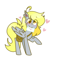 Size: 1024x1071 | Tagged: safe, artist:cubbybatdoodles, derpy hooves, pegasus, pony, g4, female, heart, letter, looking at you, love letter, mailbag, mare, mouth hold, simple background, solo, transparent background