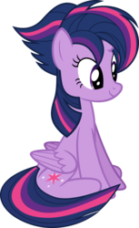Size: 5613x9168 | Tagged: safe, artist:pink1ejack, twilight sparkle, alicorn, pony, castle sweet castle, g4, absurd resolution, alternate hairstyle, cute, female, folded wings, mare, punklight sparkle, simple background, sitting, smiling, solo, transparent background, twiabetes, twilight sparkle (alicorn), vector